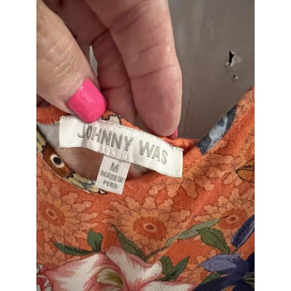 Johnny Was Orange Whistle Floral Slip Dress Sz M As Is - Picture 5 of 7